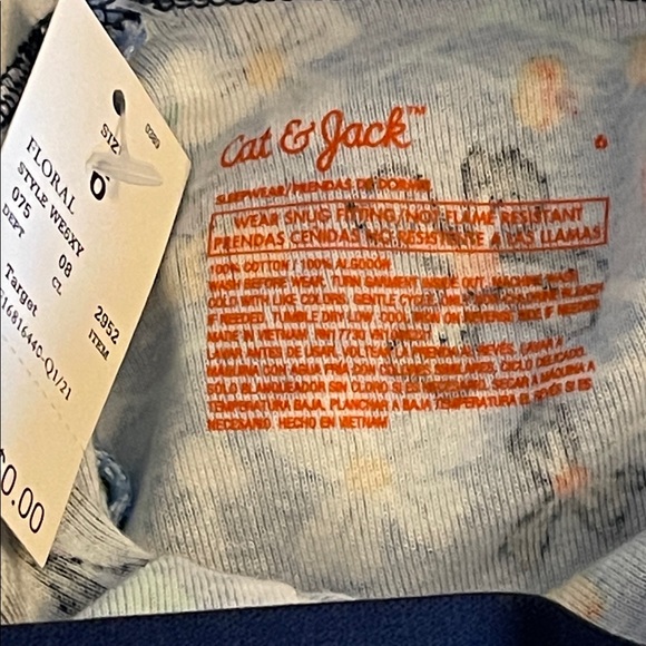 Cat & Jack Kids Pajama Set - Multicolor Floral SZ 6  NWT - Picture 4 of 4